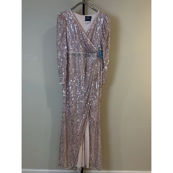 Mac Duggal 93549 Pink Sequin‎ Puff Sleeve Size 14 Nwt - Picture 2 of 8